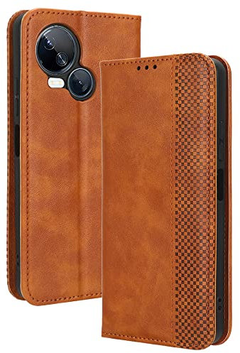 BellaCase Tecno Spark 10 5G Coque [Étui Portefeuille] [Fonction Support] [Slots pour Cartes] [Couverture à Rabat Magnétique] Compatible avec Le Smartphone Tecno Spark 10 5G(Marron)