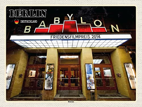 mrdeco Metall Schild 30x40cm gewölbt Berlin Deutschland Babylon Kino Deko Blechschild Tin Sign