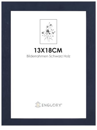 ENGLORY 13x18 cm Schwarzer Holz Bilderrahmen, 1er Set Schwarzer Holz 13x18 cm Fotorahmen mit Plexi-glass front für Urkunde/Bild/Poster/Gemälde, Wandhalterung für Wanddekoration