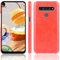 LMFULM® Hülle für LG K61 / Q630 (6,53 Zoll) Dünn Schlanke PU Schutzhülle Harte PC Rückseite Case Bumper Cover Litschi Muster Rot