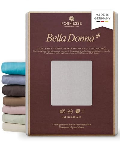 Bella Donna Jersey edles Spannbettlaken: Blickdicht, glatt, kein Pilling | FORMESSE Farbe Nebelgrau; 140x190-160x220cm, bis 30cm; 97% Baumwollzwirn, 3% Elastan; Aloe vera&Arganöl, intensive Farben