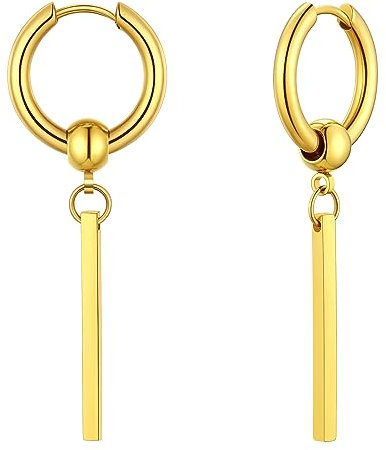 FindChic Vergoldet Statement-Creolen Ohrhänger Minimalistische Ohrringe lang Bar Jewellery Ohrschmuck Edelstahl Ohrhaken für Weihnachten Geburtstag Valentinstag