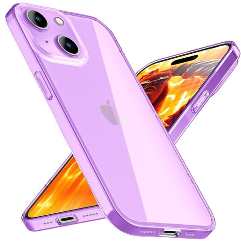 NALIA Neon Silikonhülle für iPhone 15 - Hülle, Lila | Rutschfester Grip in der Hand, Kabelloses Laden, Bündiger Kamera-Abschluss, Erhöhter Rand zum Ablegen, VIBE
