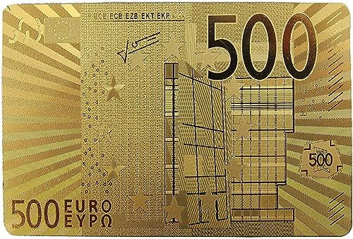 Mr. Gadget's Solutions Cartes à Jouer en Plastique plaqué Feuille d'or, Jeu de Poker étanche, Motif de 500 Euros, (Or)