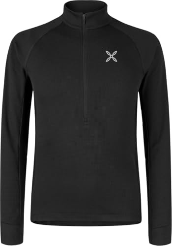 MONTURA Thermic 2 Maglia in Pile Fleece da Uomo con Mezza Zip, Capo ideale per sci alpinismo, alpinismo e attività outdoor (IT, Testo, L, Regular, Regular, Nero)