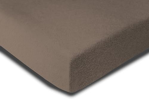 one-home Winter Spannbettlaken Flausch Warm Thermo Fleece Weich Bettlaken Spannbetttücher, Größe:2er Pack 90x200 cm - 100x200 cm, Farbe:Taupe