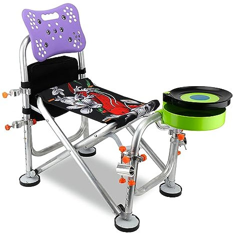 Dilwe Klappbarer Angelstuhl, 6 Gänge Höhenverstellbar, Zusammenklappbarer Angelstuhl, Klappbarer Campingstuhl für Outdoor-Angelcamping (Upgrade-Version)