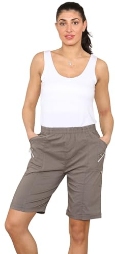 Faozo® Women's Cherry Berry Shorts - Ladies Plain Stretch Fit Pull On Elasticated Waist Summer Short Pants (Mocha, UK 20)