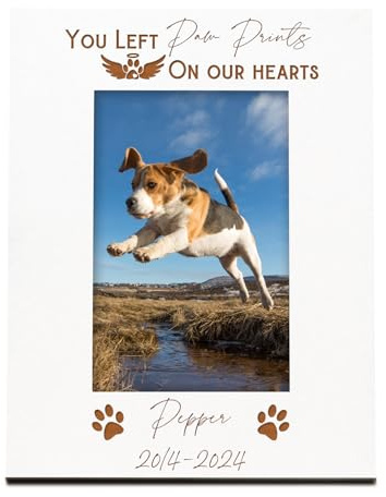 Personalised Dog Paw Prints White Wooden Photo Frame