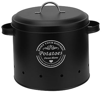 Farmhouse Potato And Onion Storage Bin, Large Black