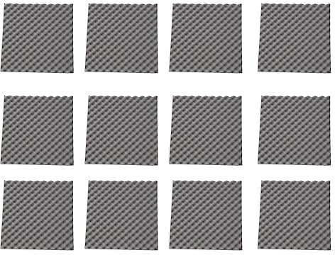 Pack of 12 Soundproof Egg Crate Foam Sheets, 1.2 x 20 x 20 cm, Suitable for Home & Pro Studios