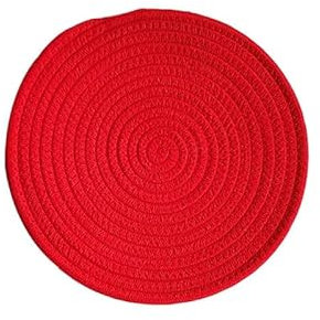 Hrlace Dessous de plat en fil de coton antidérapant élégant Dessous de plat en tissu résistant à la chaleur Sets de table ronds tressés pour la cuisine et la pâtisserie, 1 pièce rouge 12 cm