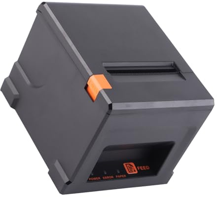 USB Thermo Belegdrucker, 80 mm POS Drucker mit Automatischer Schneidevorrichtung, Hohe Geschwindigkeit, Unterstützung Mehrerer Sprachen, für Catering Systeme (EU-Stecker)
