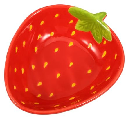 PRETYZOOM Bol à Dessert En CéRamique Motif Fraise, Bol De Service Alimentaire, Bol à Salade, Rouge, 13x10.5x3.8cm, IdéAl Pour RéUnions Familiales Et DéCorations De FêTes
