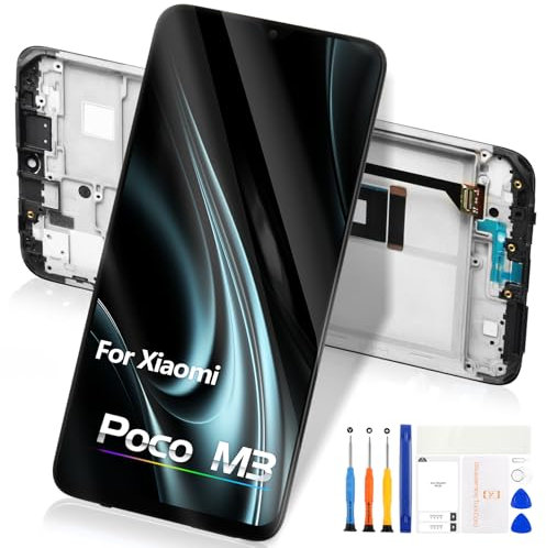 Para Xiaomi Poco M3 / Redmi 9T LCD Display - para Xiaomi Poco M3 LCD Pantalla de Repuesto para Poco M3 LCD Pantalla Táctil Digitalizador Cristal Panel Asamblea Reparación (Negro con Marco)