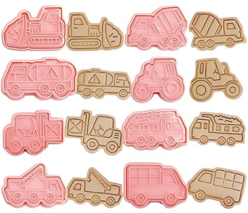 8 Stück Keksausstecher Auto Transportwesen, Plätzchen Ausstecher Kinder, Konstruktion Ausstecher, Cookies Cutter für DIY Fondant, Transportwerkzeuge Ausstechformen Junge Kinder