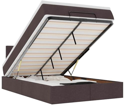 vidaXL Ottoman-Bett mit Matratze Dunkelbraun 120x190 cm Stoff