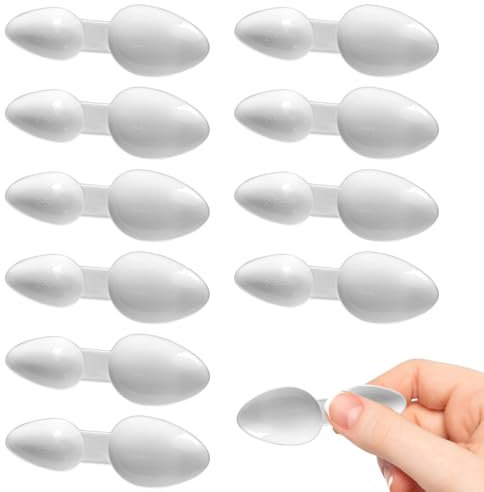 VLYX 5ml/2.5ml Doppelseitige Plastiklöffel, 10 PCS Wiederverwendbare Medizinlöffel für Medizin, Getreidepulver, Milchpulver, Kaffeepulver, Medizinlöffel für Zuhause (Weiß)