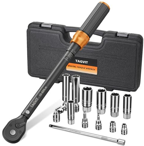 TAGVIT Drehmomentschlüssel 1/4 & 3/8 &1/2 Zoll, 3 teilig Drehmomentschlüssel Set 5-25 Nm, 10-60 Nm, 20-220 Nm, ±3% Fehlergenauigkeit mit 72 Zähne Wende Ratschenkopf für Fahrrad, Motorrad, Auto