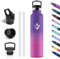 Vikastar Borraccia Termica, 1000 ml Senza BPA, Borraccia Termica 1 Litro, a Prova di Perdite, Thermos per Bevande Calde, Acciaio Inox, Bottiglia Termica per Adulto, Scuola, Palestra, Viola & Rosa