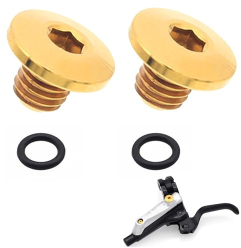 2 Stück Fahrrad-Entlüftungsschraube O-Ring Ölkappenschraube für Geteilten Fahrradkörper TC4-Titanlegierung M5 X 10 Mm Schrauben Kompatibel mit Shimano XT SLX Zee Deore LX (Gold)
