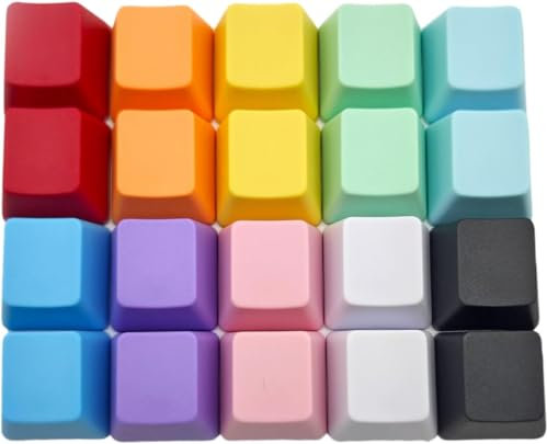 BoaJAJUHU Tapas de teclas en blanco de perfil OEM PBT arco iris colores mezclados 1U R4 teclas para interruptor MX teclado mecánico (color mezclado, 20 unidades)