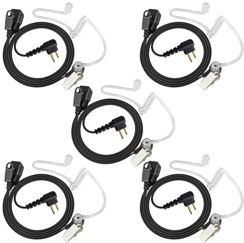 HYS Walkie Talkie Ohrhörer, verdeckter Luftschlauch, PTT mit Mikrofon, Sicherheits-Headset kompatibel mit Motorola CP040 DP1400 GP300 Funkgerät (5 Stück)