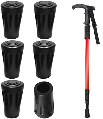 6 Stück Nordic Walking Stöcke Gummipuffer, Gummipuffer für Wanderstöcke, Replacement Rubber Buffer, fur Asphalt Gravel Mountains Hiking