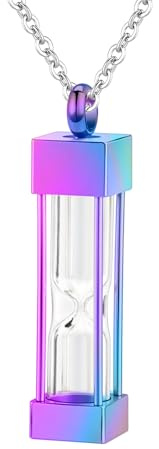 InfuMemo Glas-Sanduhr-Halskette für Asche, Gedenkmedaillons für Edelstahl, Andenken, Urne, Asche, Anhänger für Damen/Herren, geliebter Gedenkschmuck
