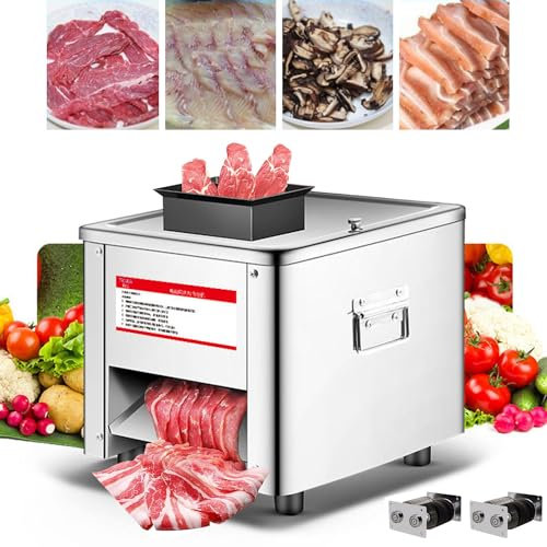 Electric Meat Slicer with Replacement Blade - Stainless Steel Multi-Function Food Slicer for Restaurant and Home Use