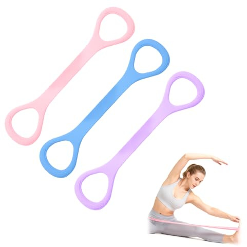3-teiliges Set widerstandsbänder Fitnessbänder Set 8-förmiges Armtrainingsbänder Übungsbänder Pilates Stretchbänder für Ganzkörpertraining Muskeltraining Brust Expander Übungen fitnessband