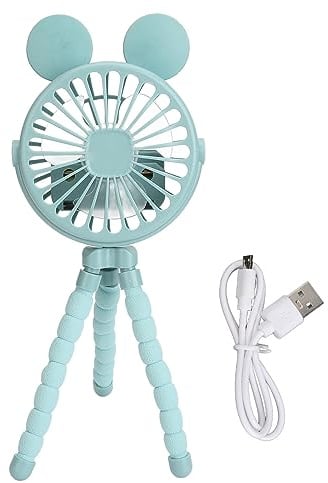Pilipane Kinderwagen-Ventilator, wiederaufladbar, tragbar, Handventilator, 3-Gang-verstellbar, Mini-Schreibtischventilator mit LED-Licht für Kinderwagen, Autositz, Reisen, Camping,