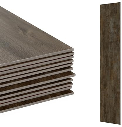 Relaxdays PVC Bodenbelag selbstklebend, 7,5m²/54 Stück, dunkelbraun | Holzoptik, Bad, Küche, Klebefliese 91x15 rutschfest