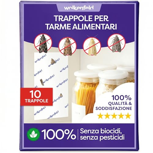 Wolkenfeld Antipolillas Cocina y Despensa 10x – Trampas Polillas Alimentos con Feromonas – 100% Natural sin Spray ni Biocidas – Fabricado en Alemania – 10 Trampas Adhesivas