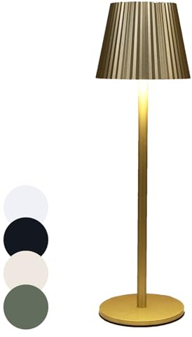 Coen Bakker LED Tischlampe dimmbar mit Touch IP44 Lampe USB 3 Lichtfarben für Innen & Außen 36,5x11 cm Tischleuchte, Farbe:Gold Metallic