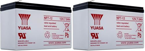 Yuasa NP7-12 12V Lead Acid Battery, UPS Backup Alarm and Emergency Battery (Pack of 2)
