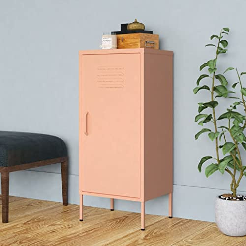 YunCangg Armoire de rangement rose en acier 42,5 x 35 x 101,5 cm avec 2 étagères, nivelateurs et support mural, armoire polyvalente stable pour salon, bureau, couloir et chambre à coucher avec