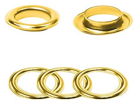 Trimming Shop 40mm Gold Eyelets Rings with Self-Backing Washers - Perfect for Curtains, Drapes and PVC Banners, Vinyl, Tarpaulin, Pool Cover, (50 Pieces)
