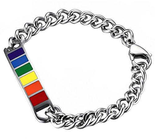 OIDEA Herren Damen Armband Regenbogen, Edelstahl Homosexuell LGBT Gay & Lesbian Pride Armreif Kettenarmband Panzerarmband Armreif