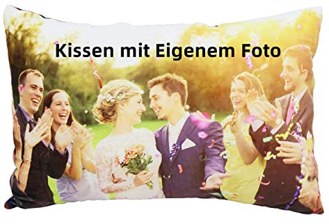 deutschwaren Fotokissen Personalisiertes Kissen individuellem Bild mit Füllung Doppelseitiges Bild Foto Bedrucken Kissen Farbig zum Geburtstag Jahrestag (60x40cm)