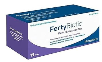FERTYBIOTIC MUJER PLUS | Complemento alimenticio | Inositoles, Ácido fólico (Quatrefolic®), Vitamina D, Selenio, Melatonina y Probióticos | 15 Sticks