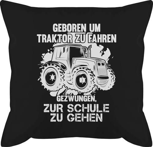 Kissen 50x50 - Traktoren - Geboren um Traktor zu Fahren - 50 x 50 cm - Schwarz - traktorkissen Geschenke für traktorfans Landwirt Bauer mit füllung Landwirtschaft Bauern männerkissen traktorfan