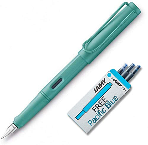 Lamy Safari Fountain Pen Fine nib Candy Aquamarine 2020 limited edition + Pacific Blue Special edition T10 ink cartridges