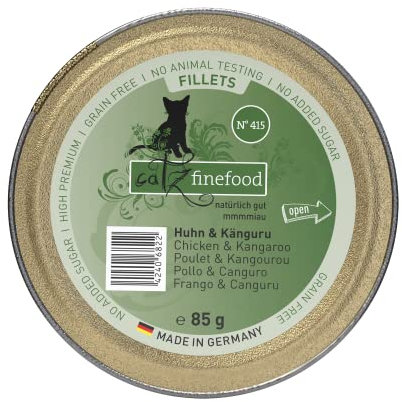 catz finefood Katzenfutter nass feine Filets No. 415 Huhn & Känguru in Jelly - getreidefreies Nassfutter ohne Zucker in Gelee, 85 g (12 er Pack)