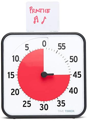 TIME TIMER ORIGINAL Medium 19x19cm - 60 Minute Visueller Analog-Timer Uhr - Optionaler Akustischer Alarm (Lautstärkeregler) Kein lautes Ticken; Zeitmanagement-Gerät (Schwarz)