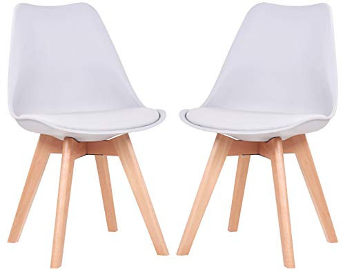 pemora 2-er Set Wohnzimmerstuhl Küchenstuhl Esszimmerstuhl Schalenstuhl Gastrostuhl Buche massiv Milo grau