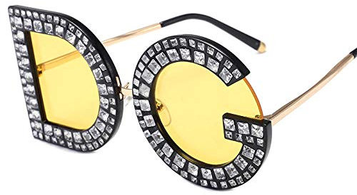 WQZYY&ASDCD Sonnenbrille Herren Damen Trend Letter Sonnenbrillen Weiblich Übergroße Sonnenbrillen Frauen Rahmen Brillen Flash Shades-C4