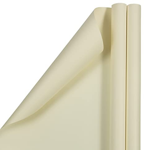 JAM PAPER Geschenkpapier, mattes Geschenkpapier, 1,5 m², matt, elfenbeinfarben, 2 Rollen