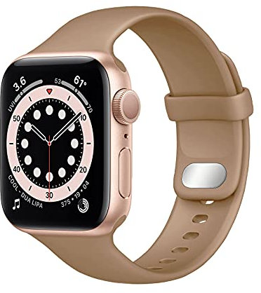 Lobnhot Compatible for Apple Watch Straps 42mm 44mm 45mm 46mm, Soft Sport Silicone Replacemnet Band Compatible with iWatch Series 10 9 8 7 SE 6 5 4 3 2 1 for Women Men, Walnut