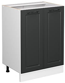 Vicco Mobiletto base cucina R-line, Antracite casa di campagna/Bianco, 60 cm senza piano di lavoro